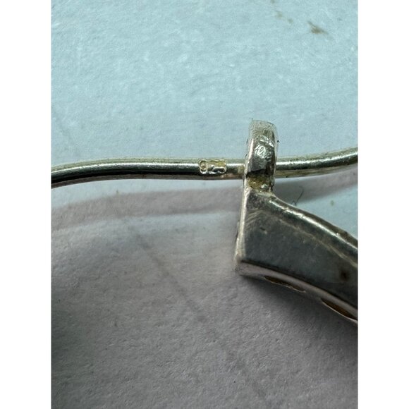 Estate Vintage 925 Sterling Silver CZ Hoop Earrings, 1.13", 7g, Marked - Picture 5 of 9